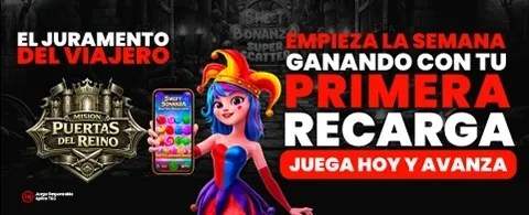 Interfaz de casino online con juegos de slots y premios